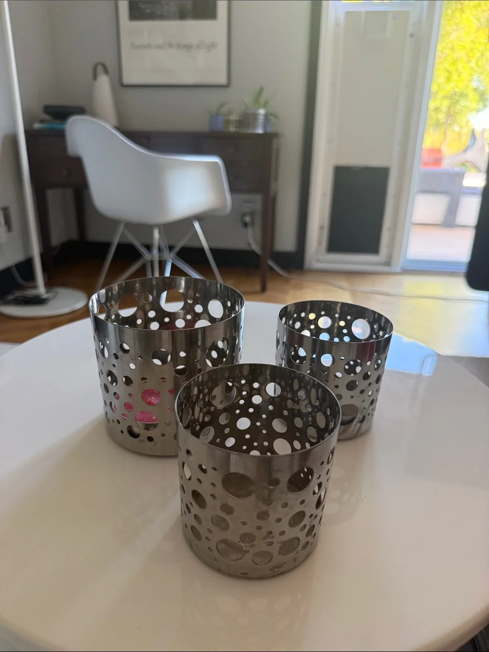 IKEA Stainless Steel Perforated Tealight Holders - Silver